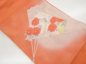 引箔扇に菊模様織出し名古屋帯